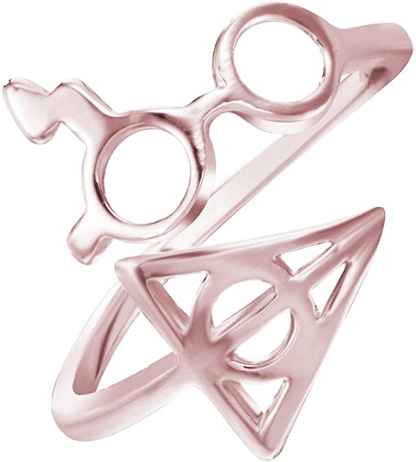 Fashion Lightning Scar Glasses Triangle Open Adjustable Ring for Women Girls