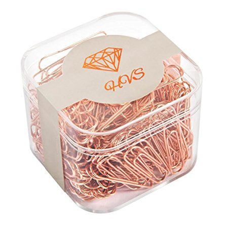 200 Office Paper clips, 32mm Rose Gold Paper clips, Rose Gold Office Supplies, 200-Count - HVS (28mm)