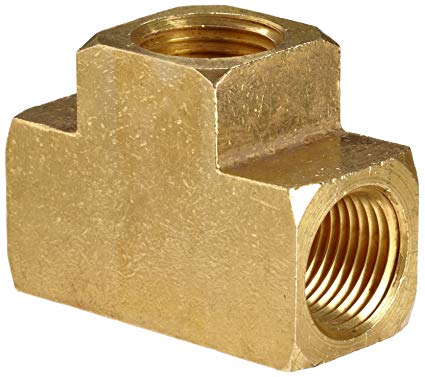 Anderson Metals Brass Pipe Fitting, Barstock Tee, 1/8" x 1/8" x 1/8" Female Pipe