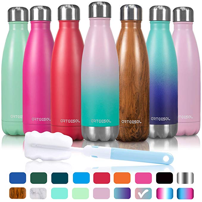 arteesol Water Bottle | Leakproof Cola Shape Bottle Keep Hot&Cold | Double Wall Vacuum 18/8 Stainless Steel Bottle | Narrow Mouth Personalized Texture-for Outdoor Activities