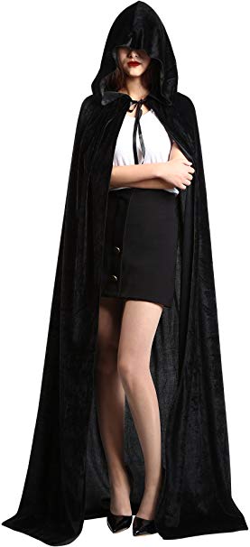 SATINIOR Unisex Full Length Hooded Cloak Adult Velvet Cape Halloween Party Cosplay Costume Cloak