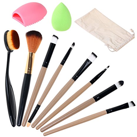 SGM(TM) Makeup Brush Set 8 Brushes With Makeup Cleaner Makeup Sponge