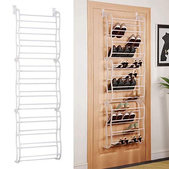 White 36Pair Over-The-Door Shoe Rack Wall Hanging Closet Organizer Storage Stand