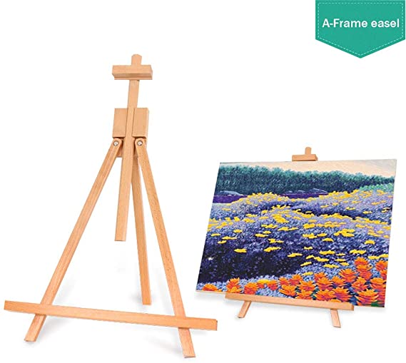 Adjustable Easel Stand for Painting A-Frame Art Easel Premium Beechwood Display Stand Easel, Foldable Easel Suitable for Painting, Outdoor Sketching, Studio, Etc.