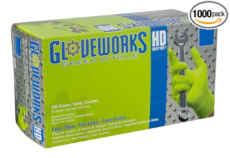 AMMEX - GWGN48100 - Nitrile Gloves - Gloveworks - HD, Disposable, Powder Free, 8 mil, XLarge, Green (Case of 1000)