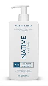 Native - Hair - 2 in 1 - Shampoo and Conditioner - Sea Salt & Cedar - Contain Naturally Derived Ingredients | All Hair - Silicone, Sulfate and Paraben Free - Full & Thick - 16.5 FLOz - Pack Of 01