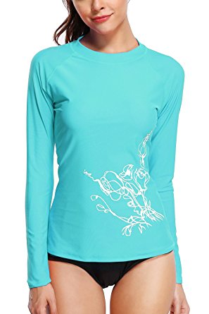 Sociala Women's UPF 50  Long Sleeve Rash Guard Swimwear Athletic Top Rashguard