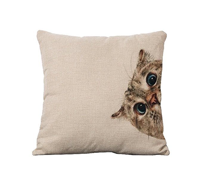 ZEGOO Little Cat Cotton Linen Art Decorative Pillow covers 18"18"