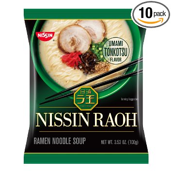 Nissin RAOH Ramen Noodle Soup, Umami Tonkotsu, 100 Gram (Pack of 10)