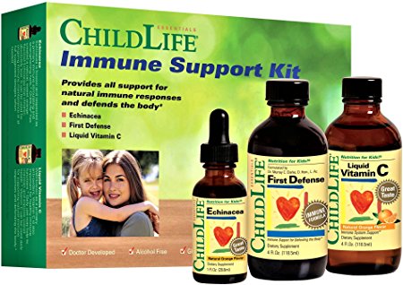 Child Life Essentials Immune Support Kit, Includes Echinacea, First Defense & Liquid Vitamin C