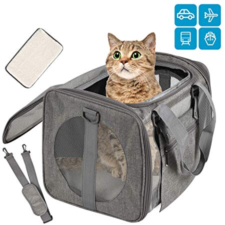 Moyeno Cat Carriers Dog Carrier TSA Airline Approved Pet Carrier for Small Medium Cats Dogs Puppies Bunny of 15lbs, Small Dog Soft Sided Carrier Collapsible Puppy Carrier