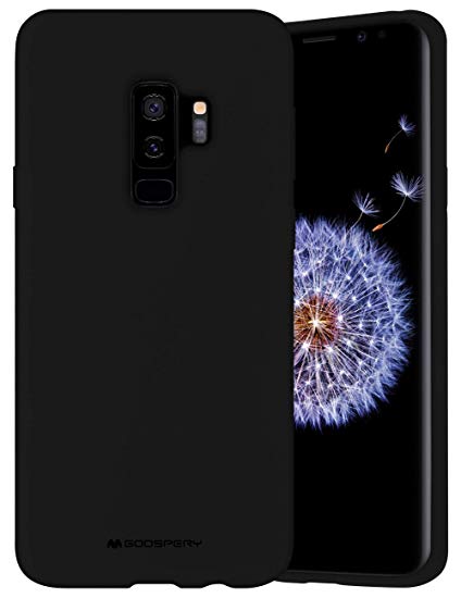 Goospery Liquid Silicone Case for Samsung Galaxy S9 Plus (2018) Jelly Rubber Bumper Case with Soft Microfiber Lining (Black) S9P-SLC-BLK