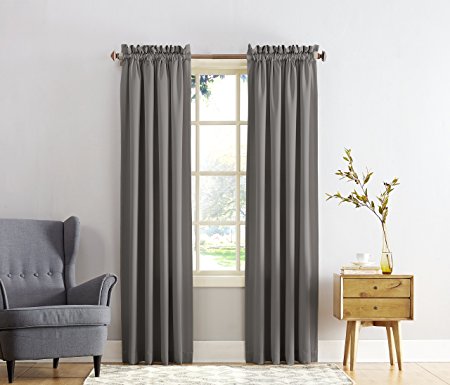 Sun Zero Barrow Energy Efficient Rod Pocket Curtain Panel, 54" x 84", Steel Gray