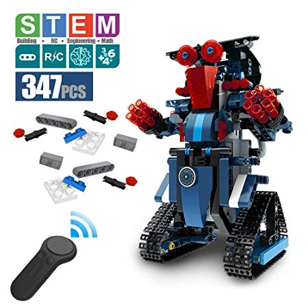 DAZHONG Remote Control Building Block Robot Educational Electric RC Robot Bricks STEM Toys with LED Intelligent Charging Gift for Boys Girls Age of 6,7,8,9-14 Year Old (Blue)