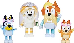 BLUEY Figure 4-Pack Wedding Time, Re-enact Uncle Rad and Frisky's Wedding Day and Bingo Flower Girl Figures