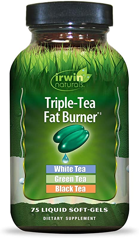 Irwin Naturals Triple-Tea Fat Burner - White, Green & Black Tea - Antioxidant Rich Metabolism Booster - 75 Liquid Softgels