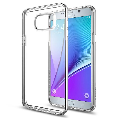 Galaxy Note 5 Case Spigen Neo Hybrid Crystal HYBRIDIZED CLARITY Satin Silver Clear back panel  Dual TPU and PC bumper for Galaxy Note 5 2015 - Satin Silver SGP11713