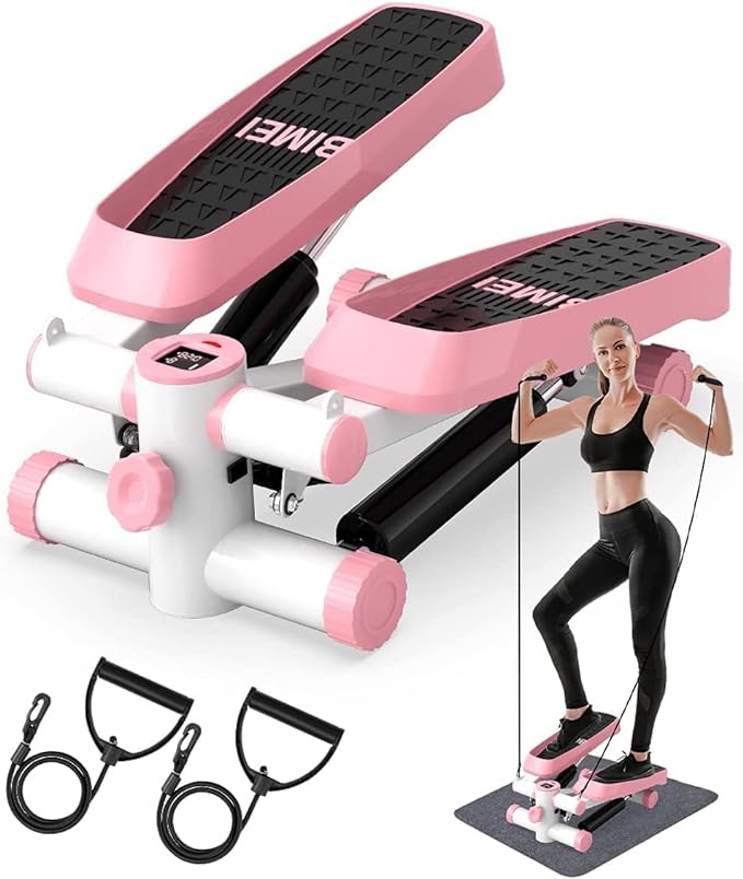 Steppers for Exercise Workout, Stair Steppers with Resistance Bands, Fitness Stepper Exercise Machine with LCD Display Aerobic Step Fitness Machines for Home Office Workout