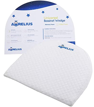 Aurelius Infant Universal Crib Wedge Pillow - Pregnancy Wedge Bassinet Wedge Pillow for Newborn Baby Acid Reflux Relief & Nasal Congestion with Removable Waterproof Cotton Cover (Cotton Cover)