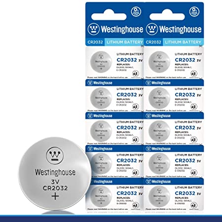 Westinghouse CR2032 Lithium Button Cell, Button Battery, Remote Battery, Remote Battery Cells (10 Counts)