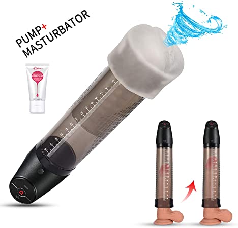 Penis Vacuum Pump with Male Masturbation Sleeve,UTIMI 2 in 1 Male Rechargeable Automatic Enlargement Training Device with 4 Suction Intensities Mens Sexual Enhancement