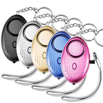 5 Pack TOODOO 130 db Safesound Personal Security Alarm Keychain, Safety Emergency for Women, Kids, Girls, Self Defense Electronic Device as Bag Decoration (Multi-color)