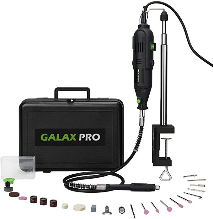 Rotary Tool Kit, GALAX PRO 135W Rotary Tool with Variable Speed 8000-32500rpm, 40 Accessories, 3 Attachment Ideal for DIY Creations, Craft Projects, Drilling, Cutting, Sanding, Polishing and Engraving