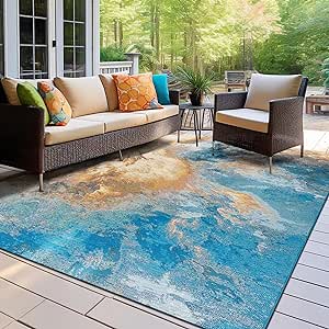 Rugshop Contemporary Abstract Clouds Indoor/Outdoor Area Rug 7'10" x 10'6" Multi