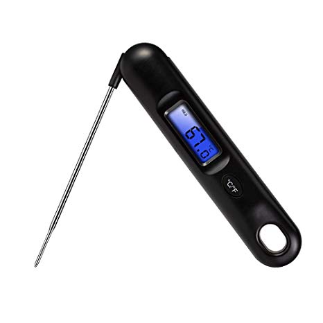 Instant Read Meat Thermometer, Prous FT02 Super Fast Accurate Cooking Food Thermometer Digital LCD with Foldable Probe Battery Included for BBQ, Grill, Smoker, Milk and Candy