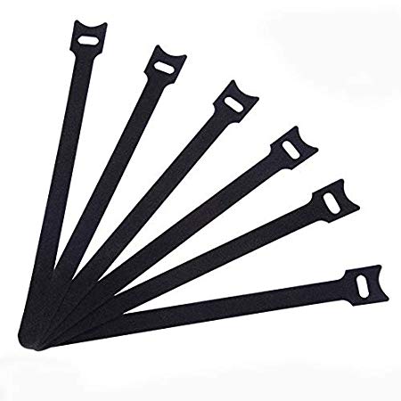 Cable Ties, 50 PCS Reusable Cable Straps Microfiber Cloth 7.87 x 0.47 inch, Wire Organizer Cord Rope Holder for Wire/Cord Management, Fastening Hook and Loop Laptop PC TV (Black) by SS SHOVAN (50PCS)