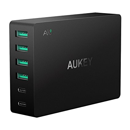 AUKEY USB C Wall Charger 60W USB Charger for LG, HTC, Nexus and more other Smartphones and Tablets. (3ft USB-C to USB-C cable included)