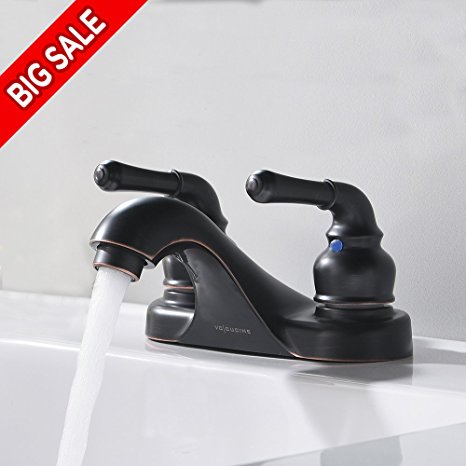 VCCUCINE Contemporary Fashionable Oil Rubbed Bronze Bathroom Faucet, Double Handles Bathroom Vanity Vessel Sink Faucet Without Pop Up Drain,Without Hot & Cold Water Hose