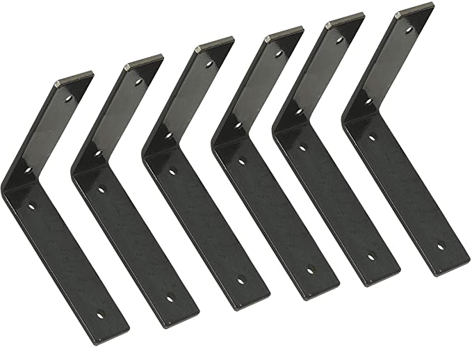 Shelf Brackets 4 Inch for 4-6 Inch Lumber Board, Iron Shelf Brackets for Shelves,Heavy Duty Industrial Forged Steel Rustic Floating Shelf Brackets,J/L Bracket,Book Ledge. -6 Pack
