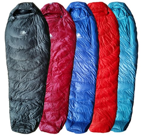 Hyke & Byke Ultralight Down Sleeping Bag: 3 Season 32 Degree Mummy Bag Under 2 LBS - The Lightest, Highest Quality Bag for Thru Hiking, Backpacking, and Camping