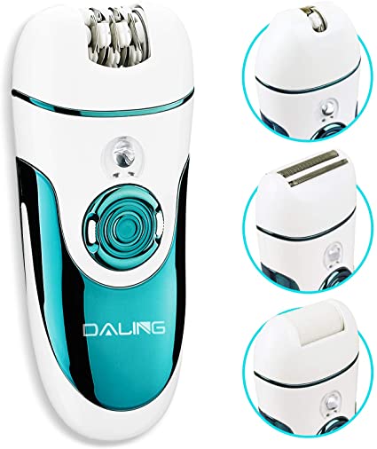 Daling Epilator for Women with 4 in 1 Cordless Electric Razor for Women, Easy to use, Rechargeable, 2 speeds Setting, Hair Remover Shavor for Facial, Bikini Leg Armpit, Body Lips