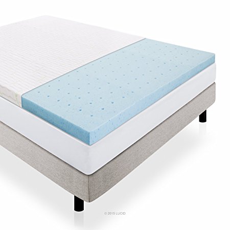 Lucid 2.5-Inch Gel Infused Ventilated Memory Foam Mattress Topper with Removable Bamboo Cover 3-Year Warranty, Queen Size