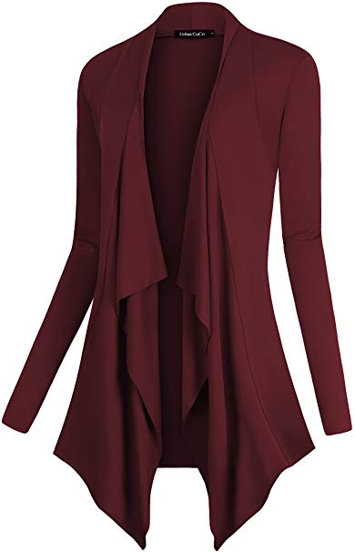 Urban CoCo Women's Drape Front Open Cardigan Long Sleeve Irregular Hem