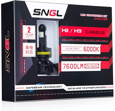 SNGL Canbus H8/H9/ H11 LED Headlight Bulb Low Beam/High Beam/Fog Light Bulb Conversion kit Super Bright Max 15200LM 110W 6000K Xenon White 2Y Warranty