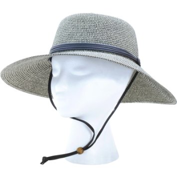 Sloggers 442SG Womens  Wide Brim Braided Sun Hat with Wind Lanyard - Sage - Rated UPF 50  Maximum Sun Protection