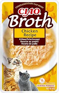 Ciao Broth by INABA Cat Treat - Chicken - 12 Packs (480g total) / Moist Cat Treat, Delicious & Healthy Snack, Food Topper, Side Dish, Complement, Natural, Grain Free