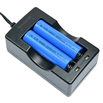Mondpalast 2 x 18650 2200mAh 3.7V rechargeable batteries   1 x charger