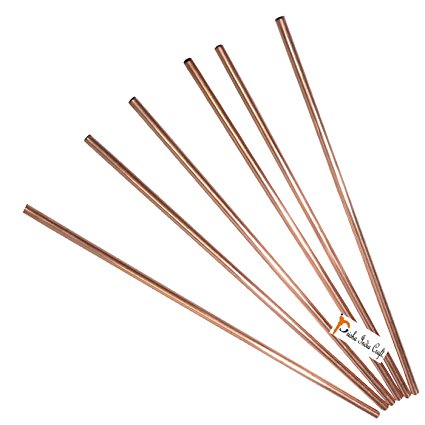 Set of 6 - Prisha India Craft - Solid Copper Drinking Straw for Beer, Cups/Mugs And Cocktail Glasses, Vodka Beer Bar Collection