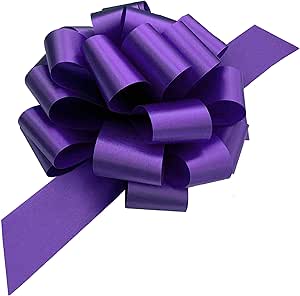 Large Purple Ribbon Pull Bows - 9" Wide, Set of 6, Spring, Big Bows for Gifts, Gift Basket, Cancer Awareness, Birthday, Fundraiser, Christmas, Mardi Gras, Easter