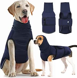 Dog Anxiety Calming Hoodie,Breathable Dog Anxiety Jacket Vest Coat for Thunderstorms, Fireworks, Vet Visits, Separation,Adjustable Dog Hoodies for Noise Block & Ear Protection Recovery,Blue,M