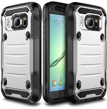 S7 Case, Galaxy S7 Case, SGM® Premium Hybrid High Impact *Shock Absorbent* Defender Case With Anti-Slip Grip For Galaxy S7 With Built-In Screen Protector (Silver   Black)