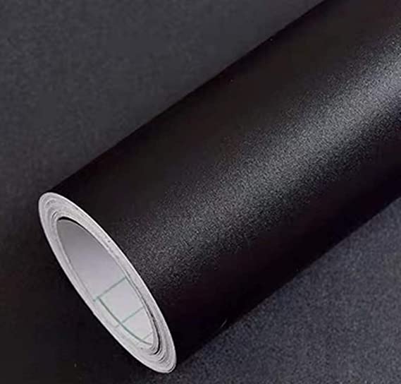 Yancorp Matte Black Wallpaper Plain Vinyl Film Self-Adhesive Shelf Liner Drawer Peel-Stick Countertop Removable (16"x194", Black)
