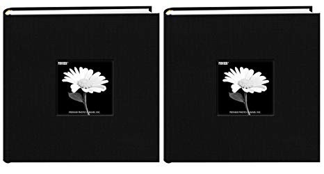 Fabric Frame Cover Photo Album 200 Pockets Hold 4x6 Photos, Deep Black (2 Pack