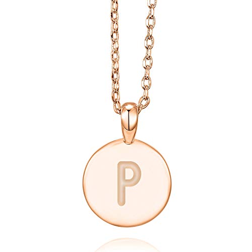 PAVOI 14K Rose Gold Plated Initial Alphabet Pendant Necklace Personalized Gifts for Women