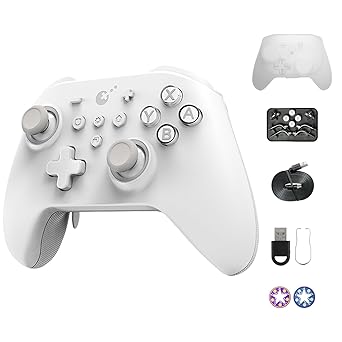 AKNES Guli Kit KK3 Max Bluetooth Controller, 4 Back Buttons,Hall Joysticks and Triggers,Maglev/Rotor/HD Vibration,1000Hz Polling Rate for Wins,Compatible with Switch/Android/iOS/macOS/Steam Deck-White