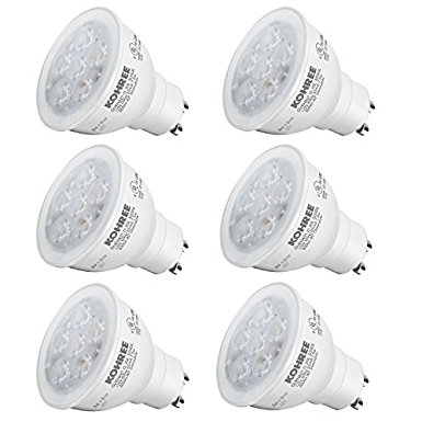 GU10 LED Bulb 75W Equivalent, Kohree 7.5W Dimmable Led Light Bulbs, 600Lm, CRI 80 , 5000K Daylight White Recessed Light, 40° Beam Angle, UL Listed, ENERGY STAR, Pack of 6